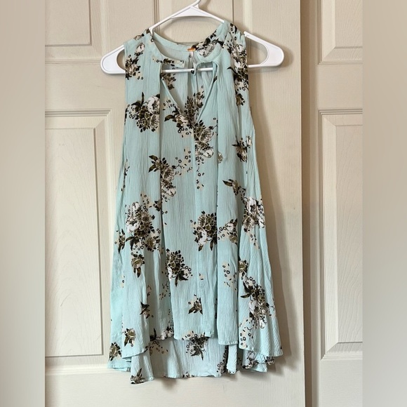 Free People Swing Tank - Floral Sleeveless Blouse Mint Green - fits xs to large - Picture 4 of 4